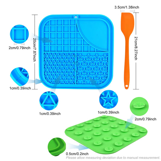 2-Pack Dog Lick Mats with Suction Cups – BPA-Free Slow Feeder for Anxiety & Boredom Relief + Spatula – Great for Bath Time, Grooming, Training