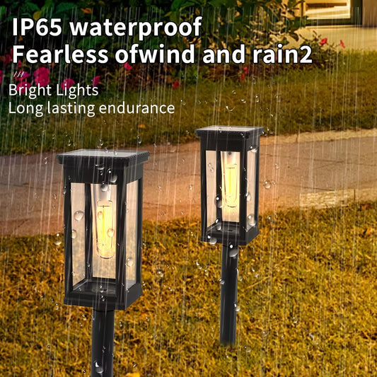 Retro Solar Pathway Lights – Outdoor Waterproof Garden Lights with Warm Glow, Solar Powered Landscape Lighting for Walkways, Yards, and Backyards