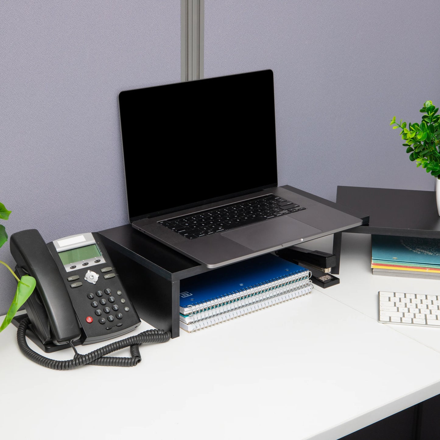 Adjustable Dual Monitor Stand – 2-Tier MDF Riser for Monitors, Laptops & TVs, Black