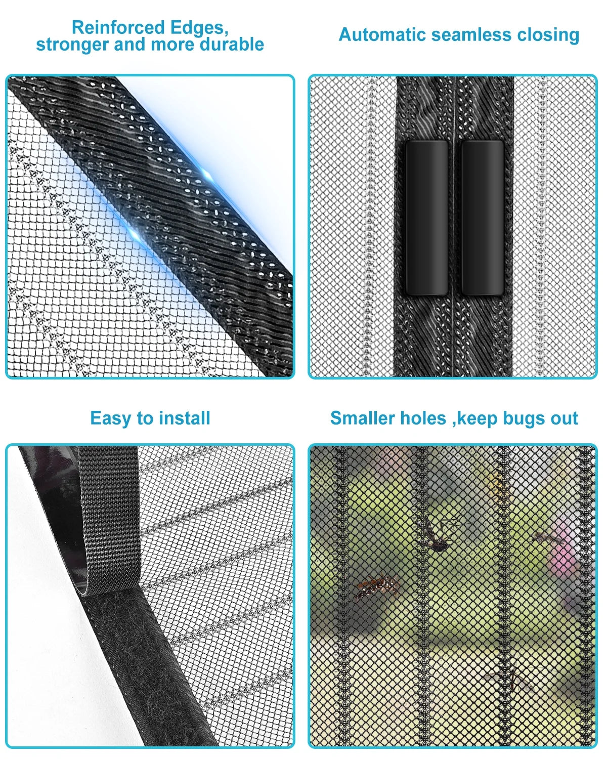 Magnetic Screen Door – Heavy Duty Mesh with Hands-Free Magnetic Closure, Pet & Kid Friendly, Keeps Bugs Out – Fits Doors up to 38” x 82”
