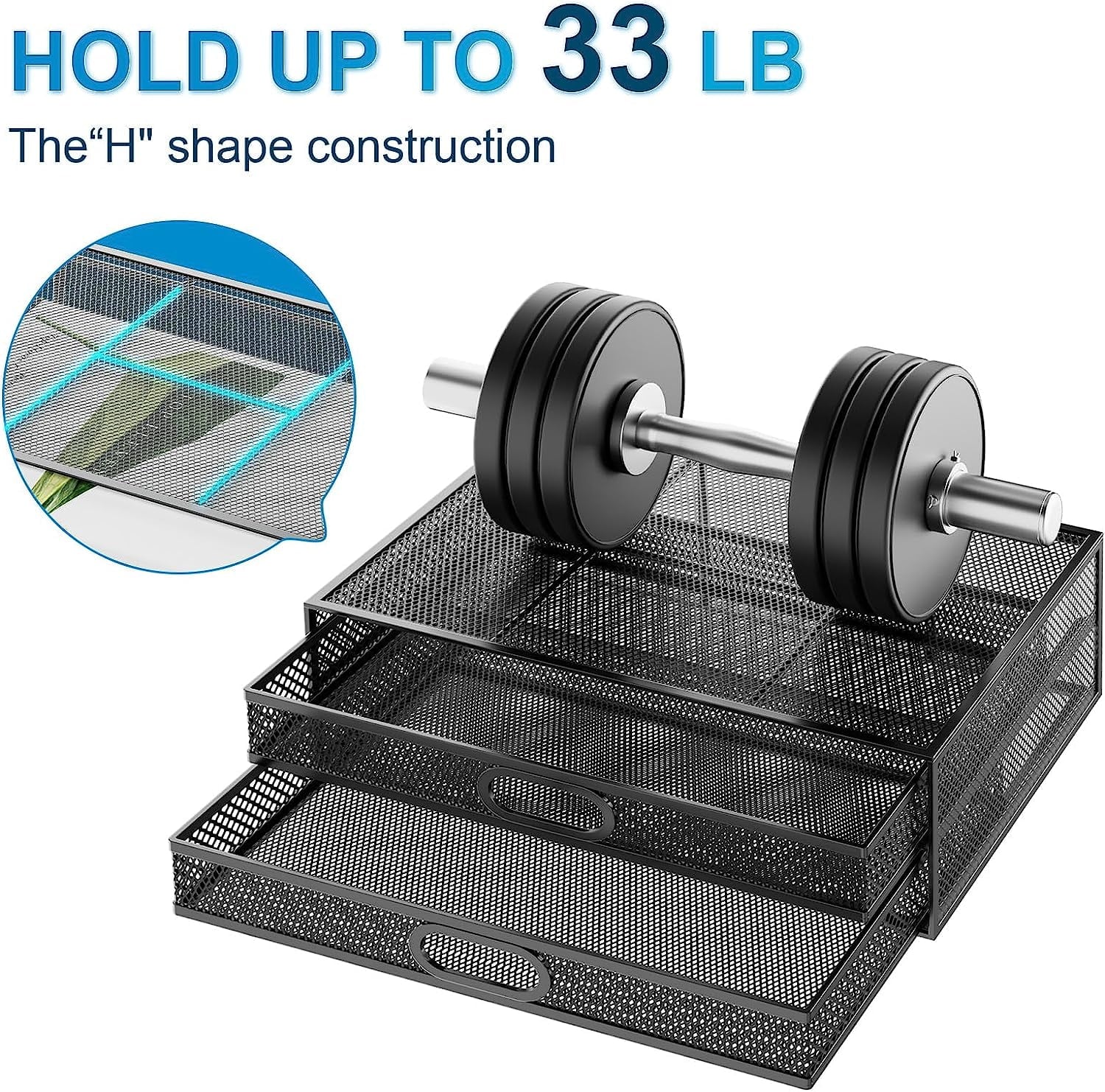 Metal Mesh Monitor Stand with Drawer – Riser with Storage for PC, Laptop & Printer