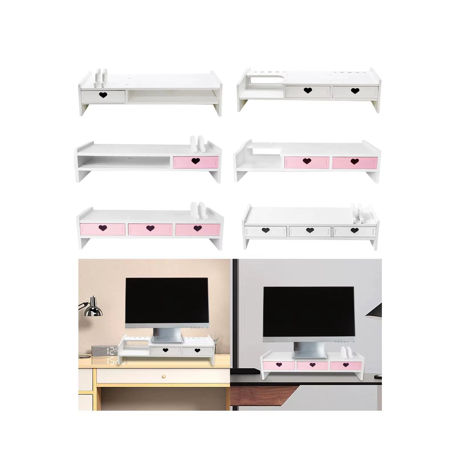Wooden Monitor Stand Riser – Desktop Shelf Organizer for Computer, Laptop & Notebook