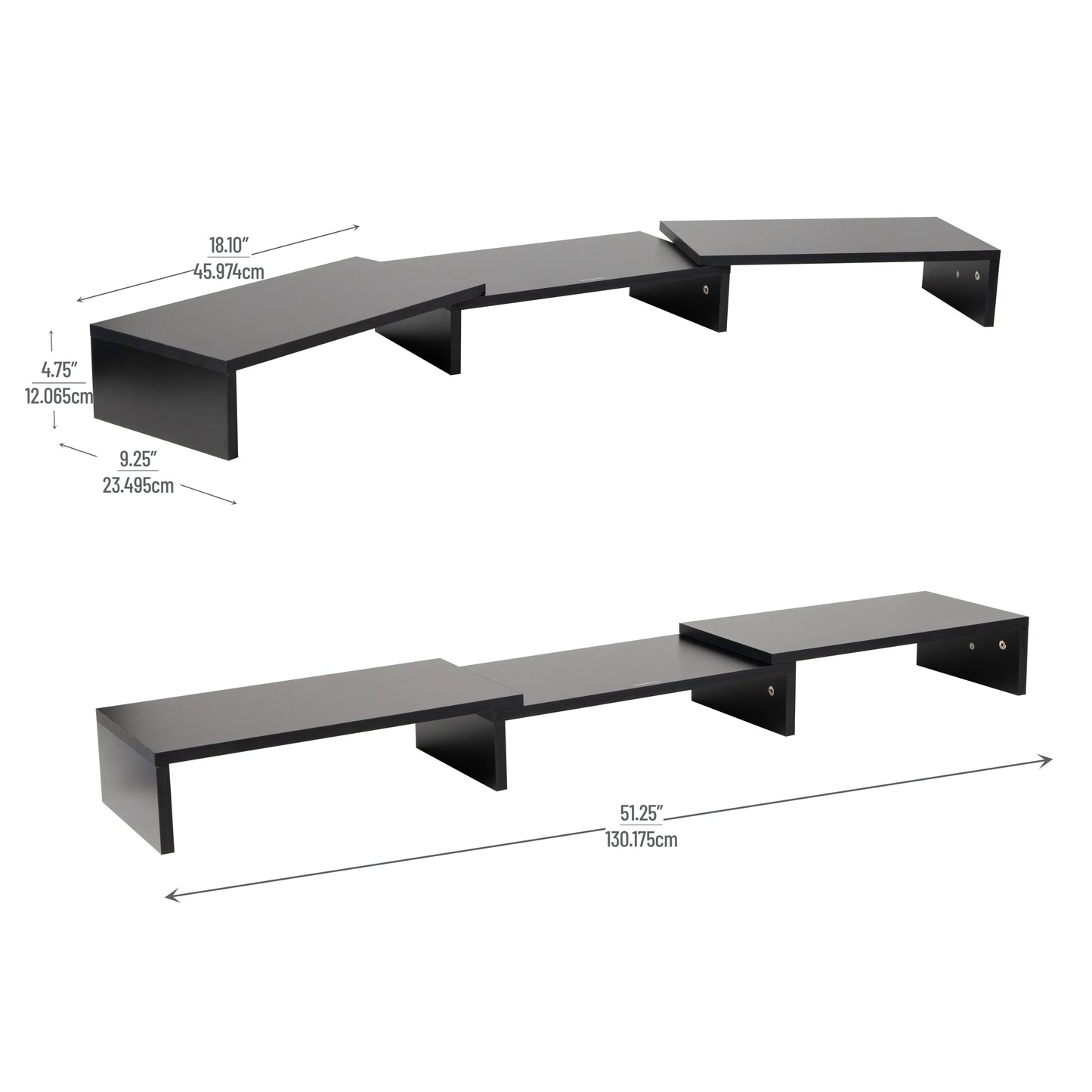 Adjustable Dual Monitor Stand – 2-Tier MDF Riser for Monitors, Laptops & TVs, Black