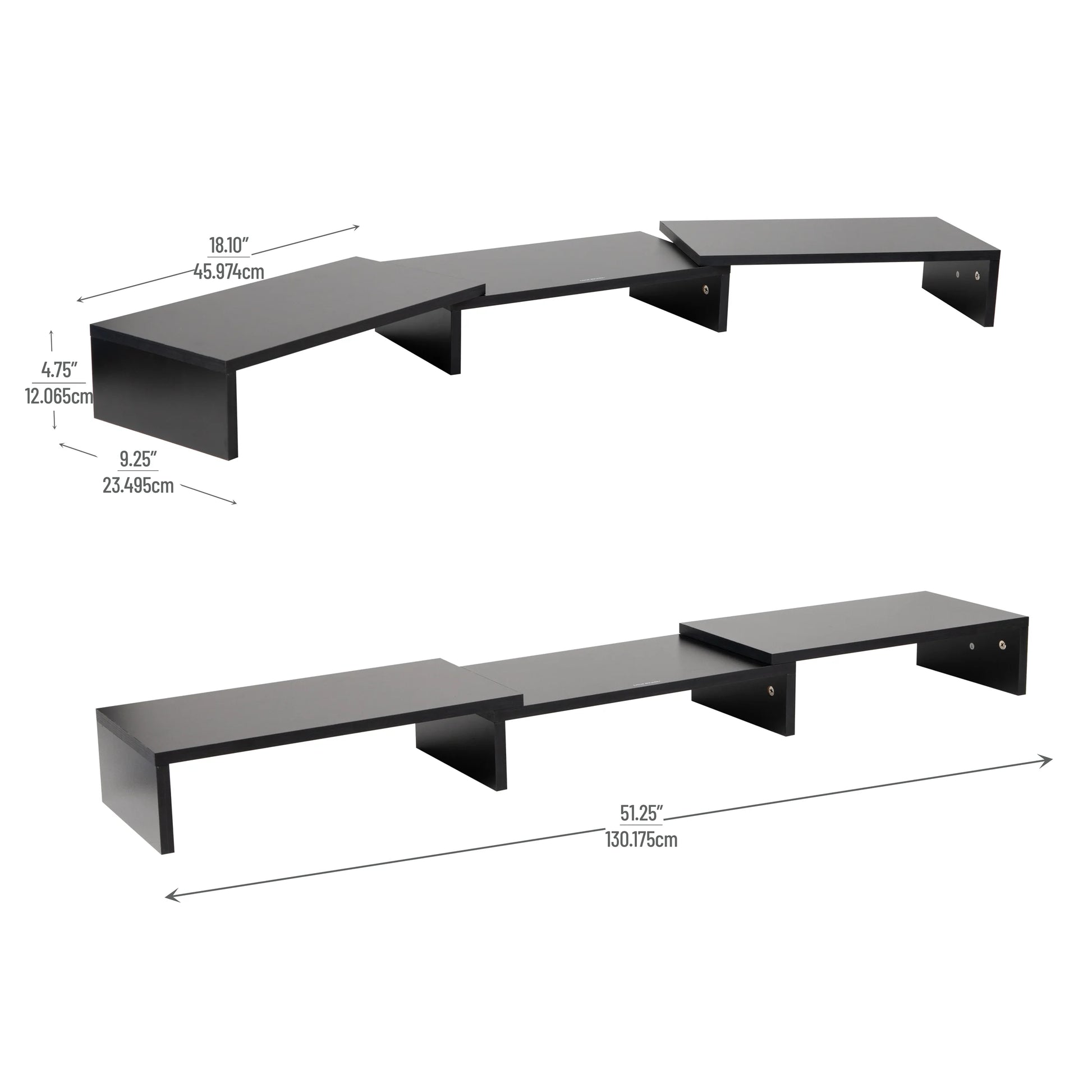 Adjustable Dual Monitor Stand – 2-Tier MDF Riser for Monitors, Laptops & TVs, Black