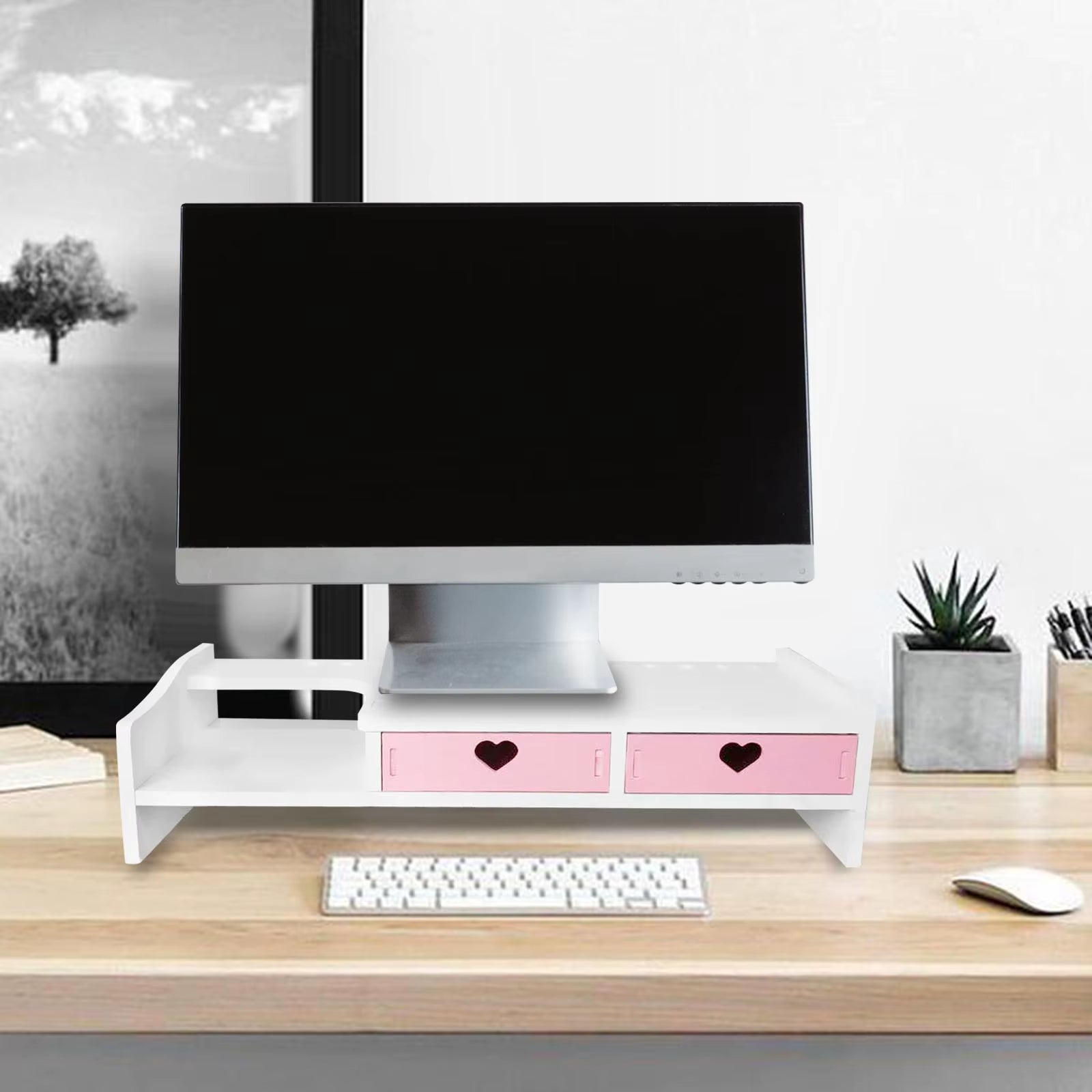 Wooden Monitor Stand Riser – Desktop Shelf Organizer for Computer, Laptop & Notebook